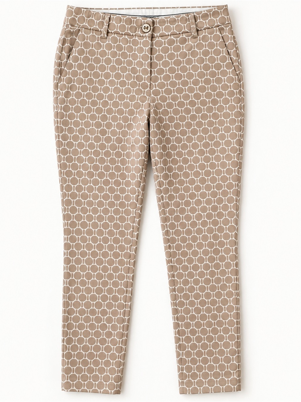 C. Wonder Taupe Ivory Geometric Print Slim Ankle Pants Size 2